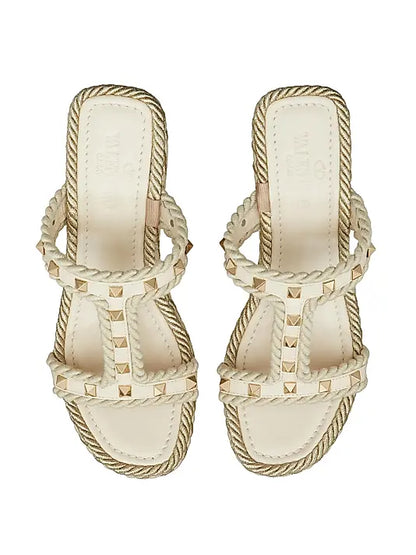 Rockstud Wedges In Calfskin