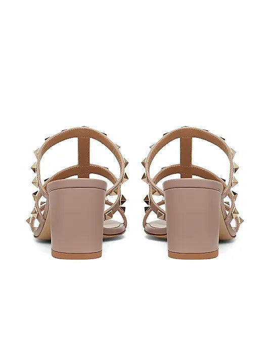Rockstud Calfskin Leather Slide Sandals 60MM
