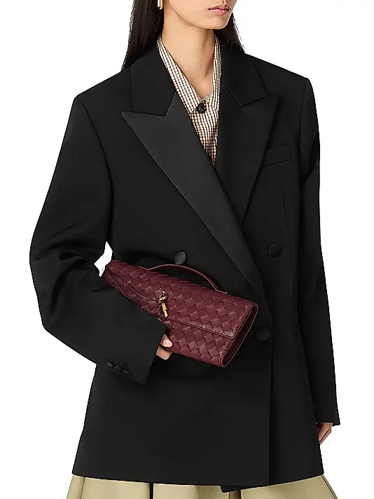 Andiamo Intrecciato Leather Top-Handle Clutch