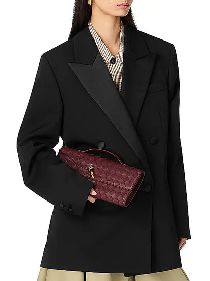 Andiamo Intrecciato Leather Top-Handle Clutch