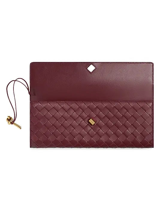Andiamo Intrecciato Leather Top-Handle Clutch