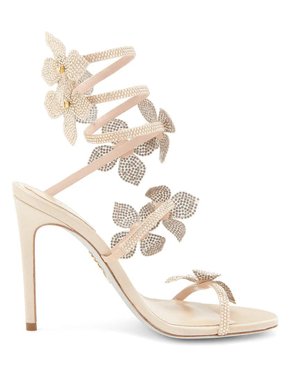 100MM Satin Floral High-Heel Sandals