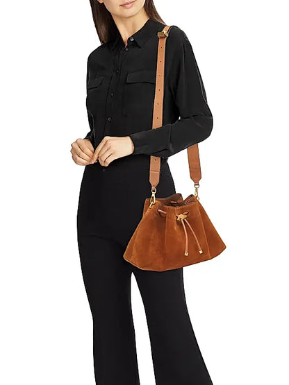 Cinch Suede Bucket Bag