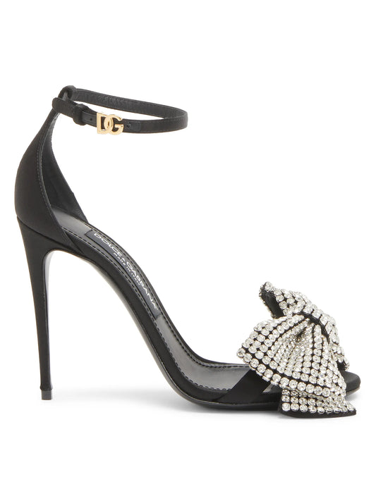 100MM Crystal-Embellished Bow Sandals
