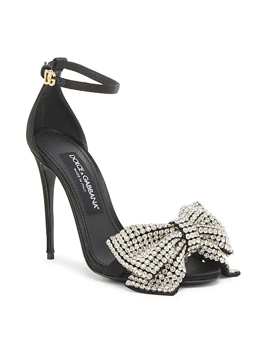 100MM Crystal-Embellished Bow Sandals