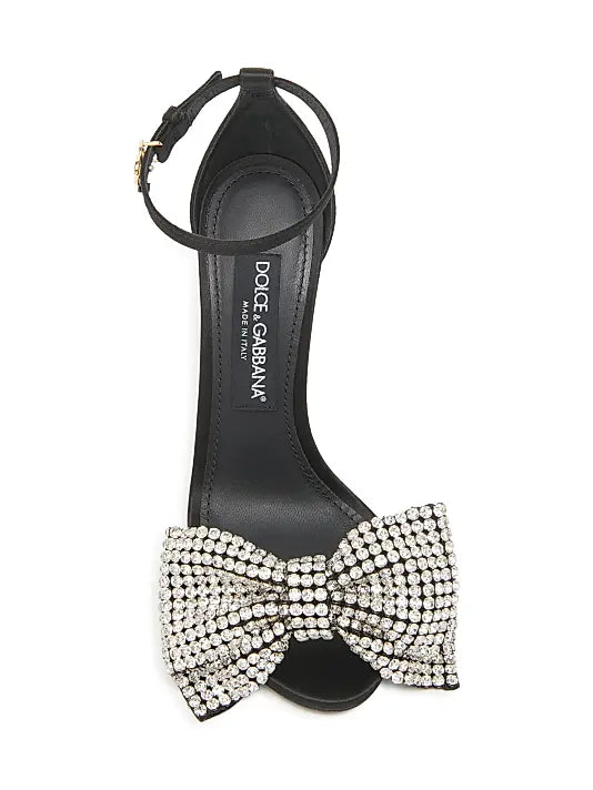 100MM Crystal-Embellished Bow Sandals
