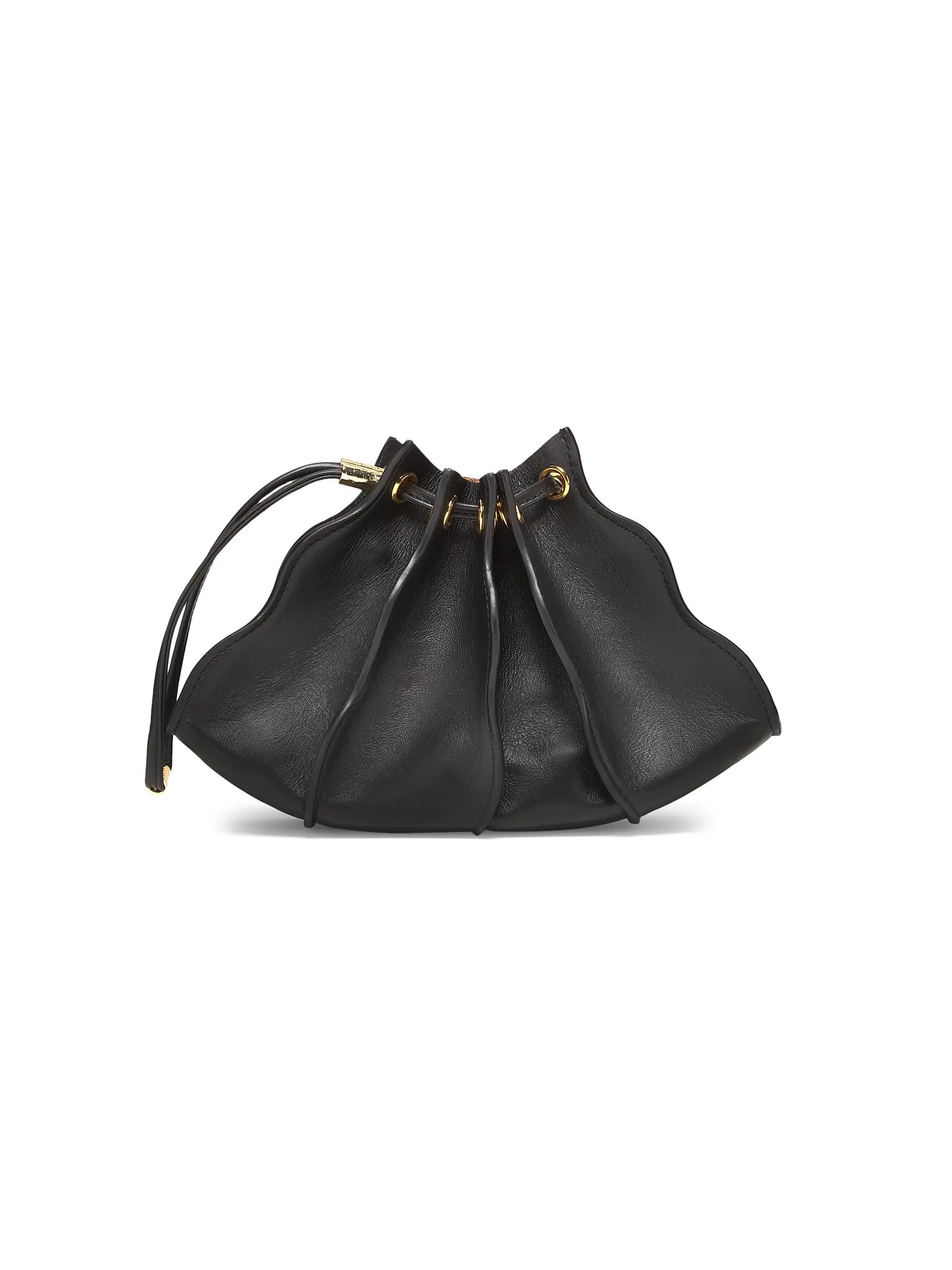 Adria Pleated Wave Leather Wristlet