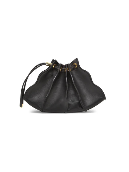 Adria Pleated Wave Leather Wristlet