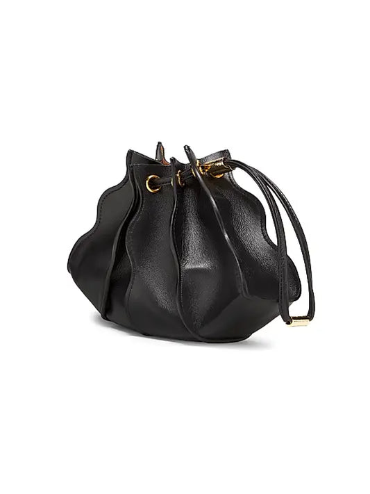 Adria Pleated Wave Leather Wristlet