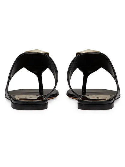 One Stud Calfskin Flat Thong Sandals