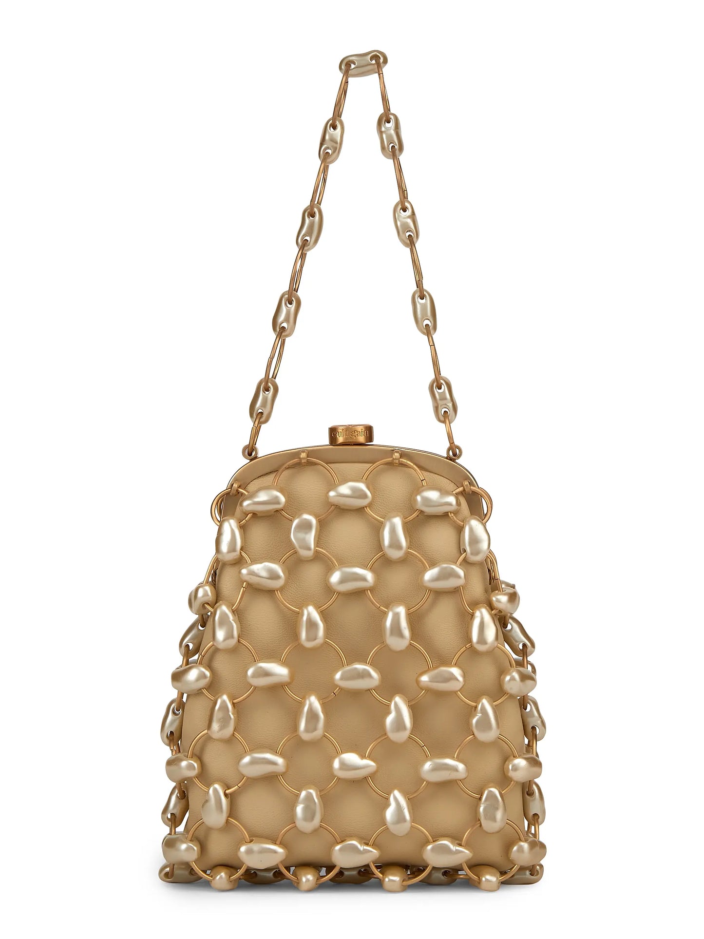 Brielle Imitation Pearl-Embellished Leather Wristlet