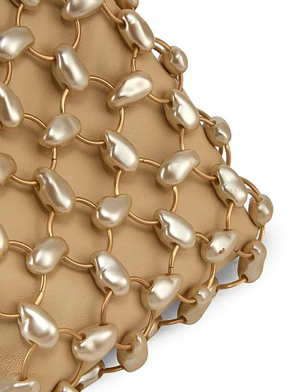 Brielle Imitation Pearl-Embellished Leather Wristlet