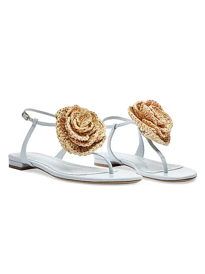 Sadie Floral-Accented Leather Sandals