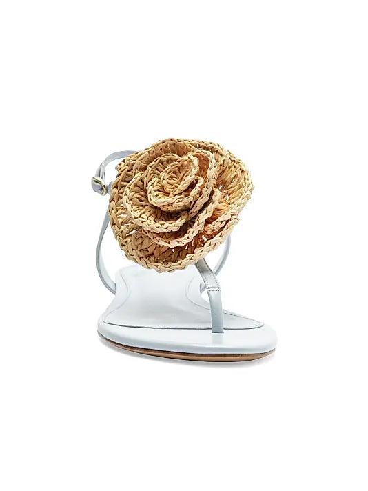 Sadie Floral-Accented Leather Sandals