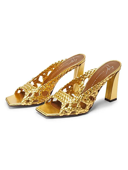 90MM Woven Leather Open-Toe Sandals