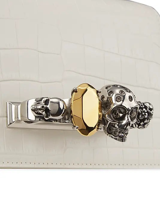 Mini Jewel Croc-Embossed Leather Satchel