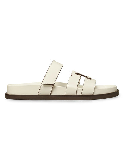 Ines Logo-Detailed Leather Slide Sandals
