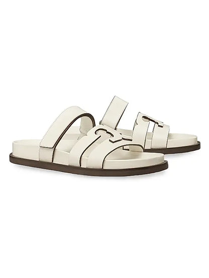 Ines Logo-Detailed Leather Slide Sandals
