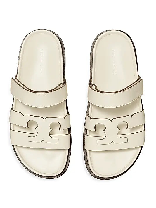 Ines Logo-Detailed Leather Slide Sandals
