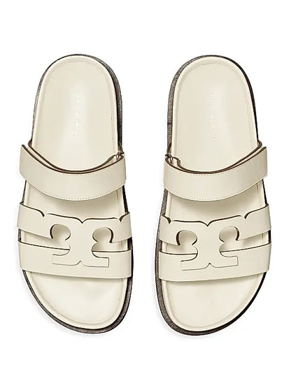 Ines Logo-Detailed Leather Slide Sandals