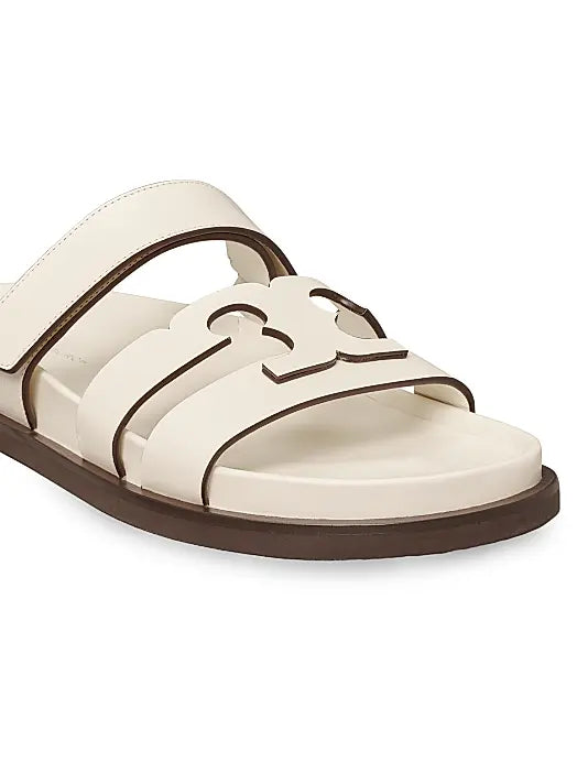 Ines Logo-Detailed Leather Slide Sandals
