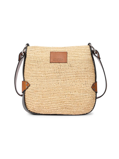 Mini Bayia Raffia & Leather Shoulder Bag