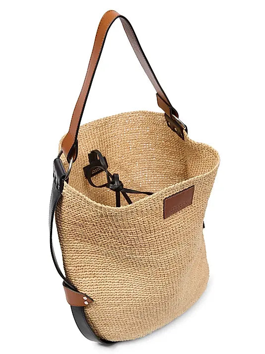 Mini Bayia Raffia & Leather Shoulder Bag