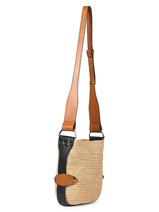 Mini Bayia Raffia & Leather Shoulder Bag