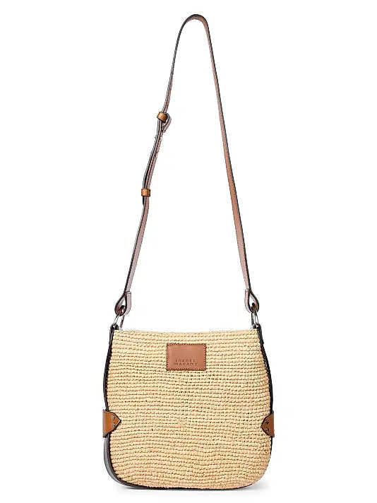 Mini Bayia Raffia & Leather Shoulder Bag