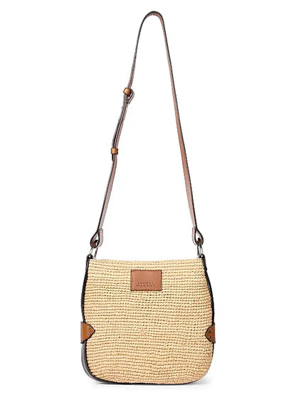 Mini Bayia Raffia & Leather Shoulder Bag