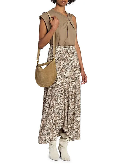 Oskan Soft Zipped Suede Shoulder Bag