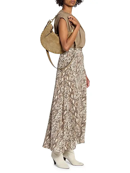 Oskan Soft Zipped Suede Shoulder Bag