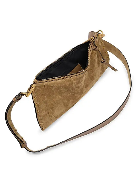 Oskan Soft Zipped Suede Shoulder Bag