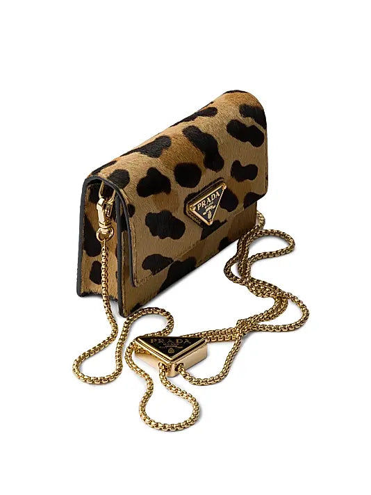 Printed Leather Card Holder with Shoulder Strap