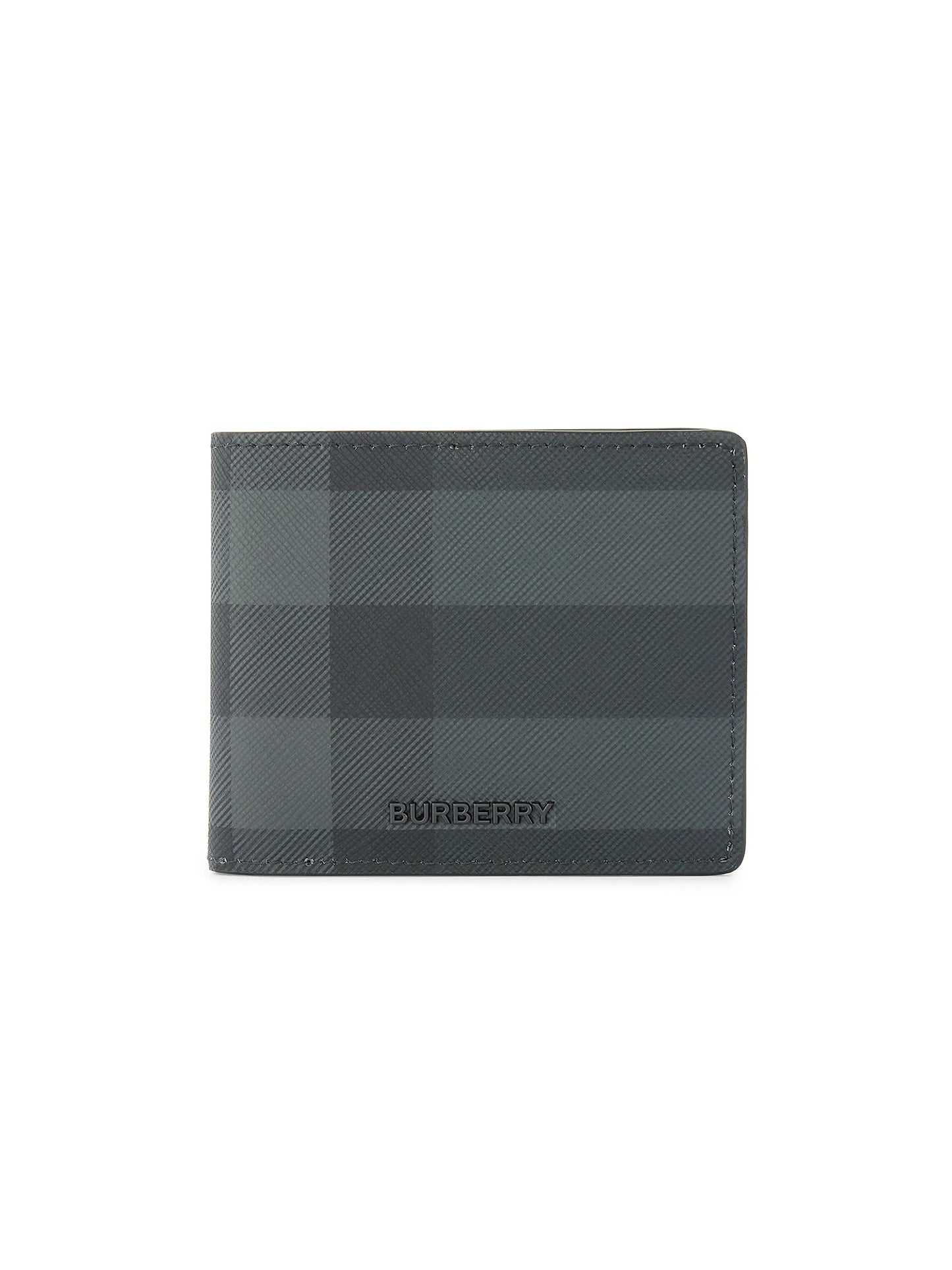 Checked Leather Bi-Fold Wallet