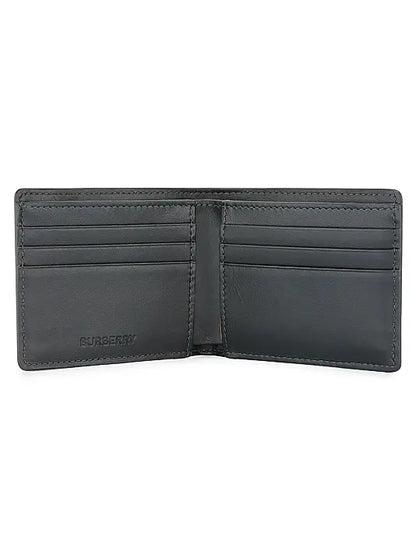 Checked Leather Bi-Fold Wallet