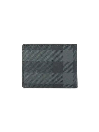 Checked Leather Bi-Fold Wallet