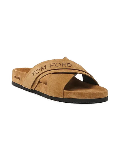 Crisscross Suede Slip-On Sandals