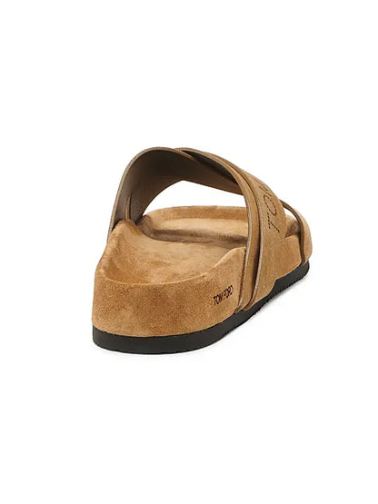 Crisscross Suede Slip-On Sandals