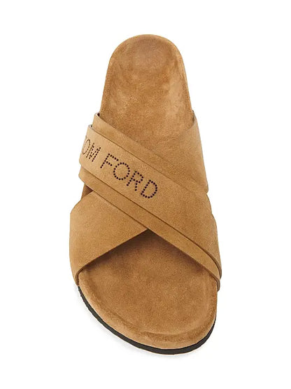 Crisscross Suede Slip-On Sandals