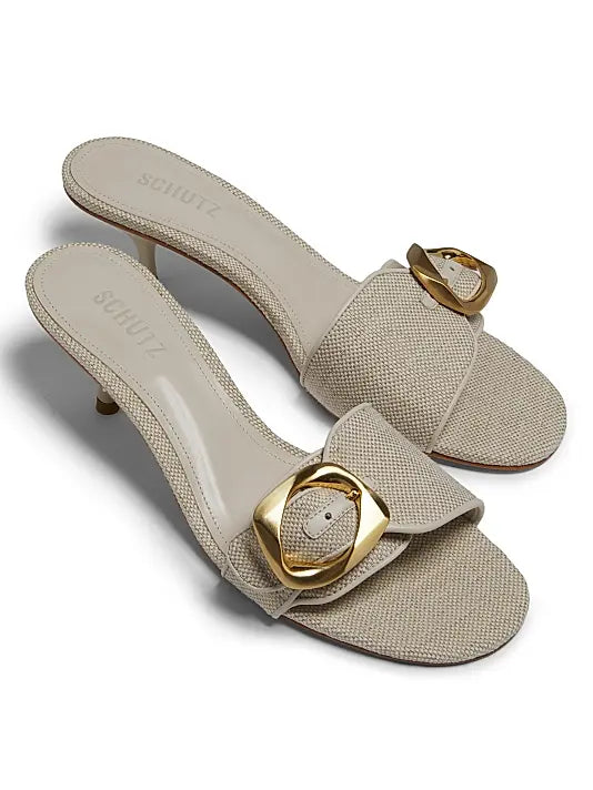 Olga 50MM Buckle-Accented Linen Sandals