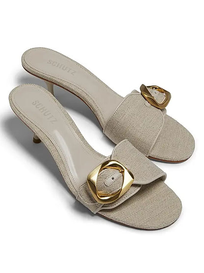 Olga 50MM Buckle-Accented Linen Sandals