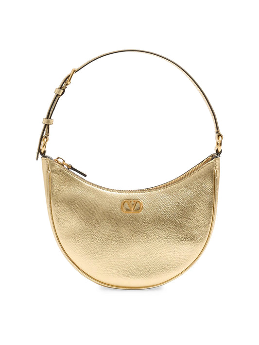 VLogo Signature Mini Hobo Bag in Laminated Grainy Calfskin