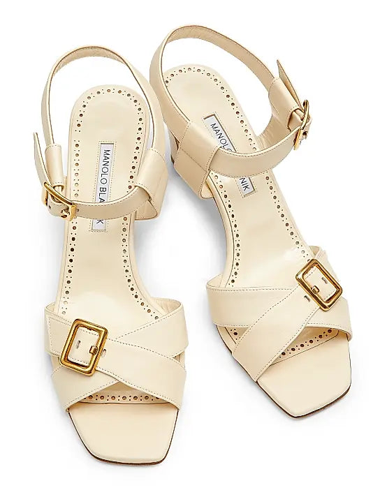 Shbealo 70MM Buckle-Detailed Leather Sandals