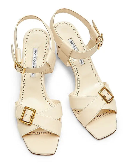 Shbealo 70MM Buckle-Detailed Leather Sandals