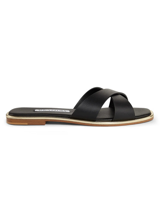 Divine Crisscross Leather Slide Sandals