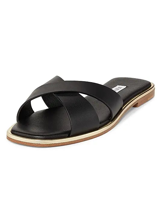 Divine Crisscross Leather Slide Sandals