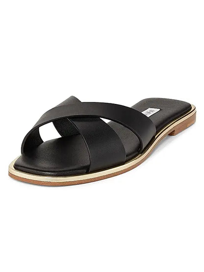Divine Crisscross Leather Slide Sandals