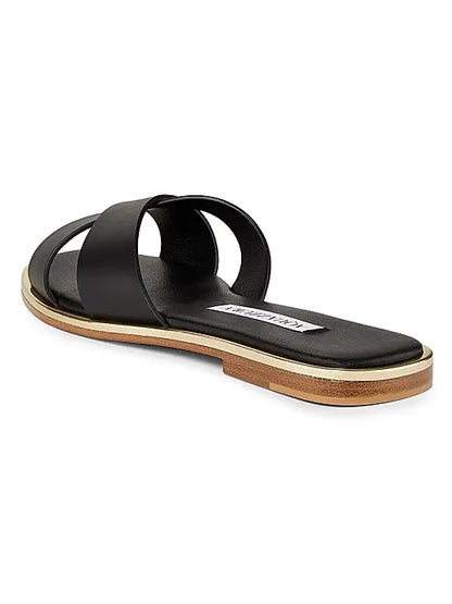 Divine Crisscross Leather Slide Sandals