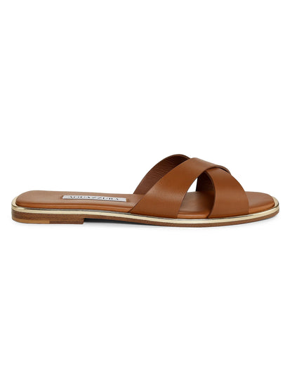 Divine Crisscross Leather Slide Sandals